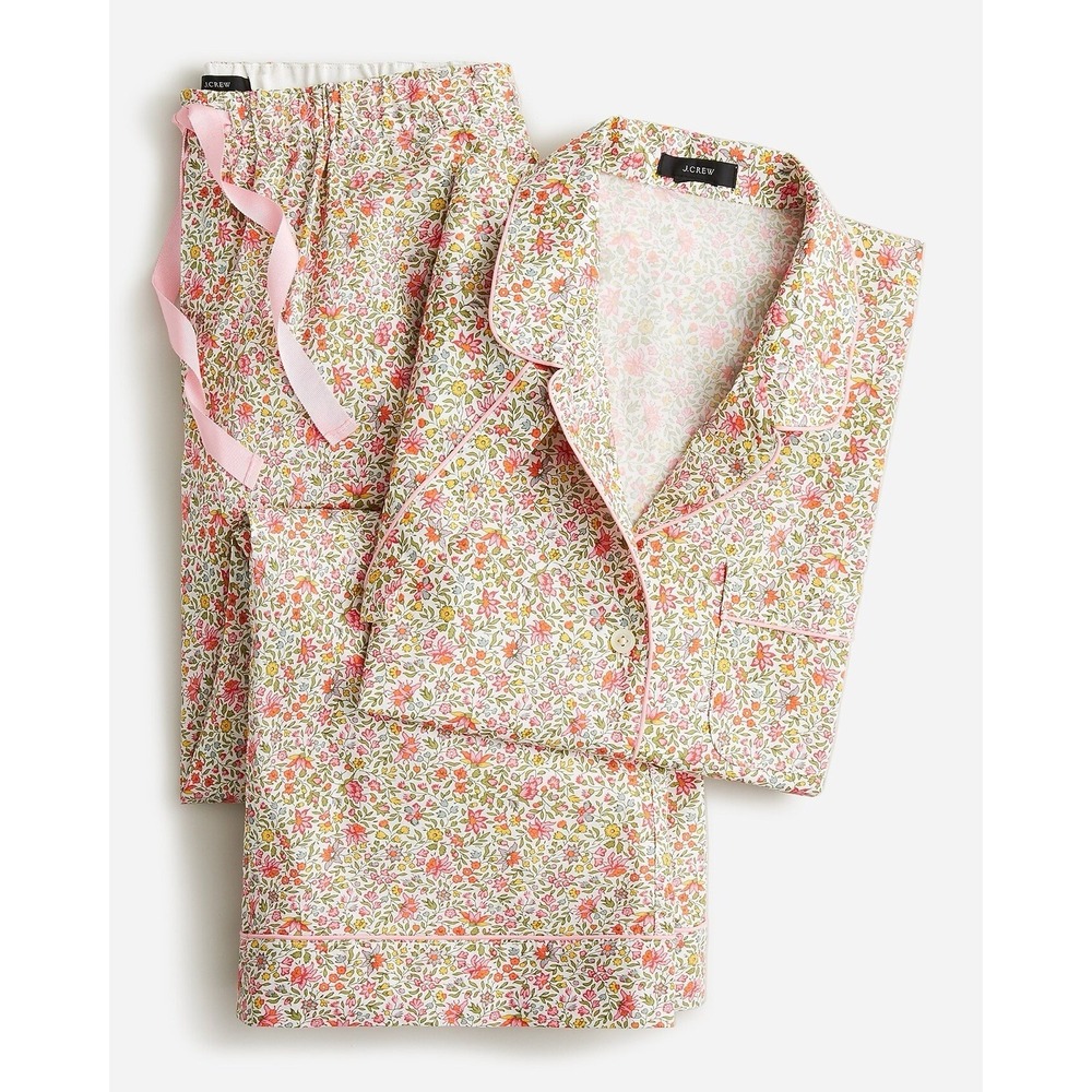 J.Crew Cotton Poplin Short Sleeve Pajama Set in Scattered Blooms Women's XL